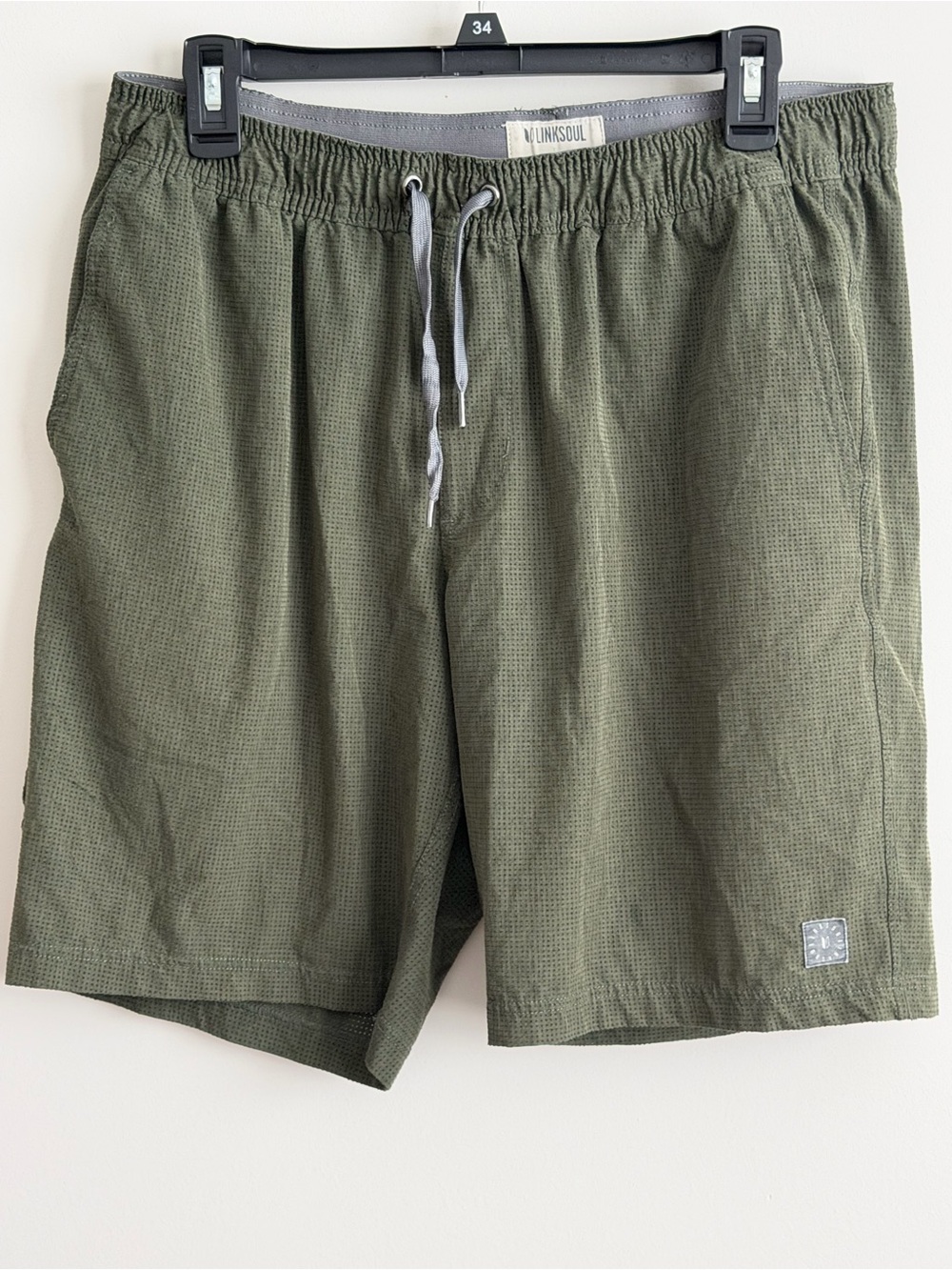 Linksoul Olive Green Perforated Lined Performance Shorts Size Large